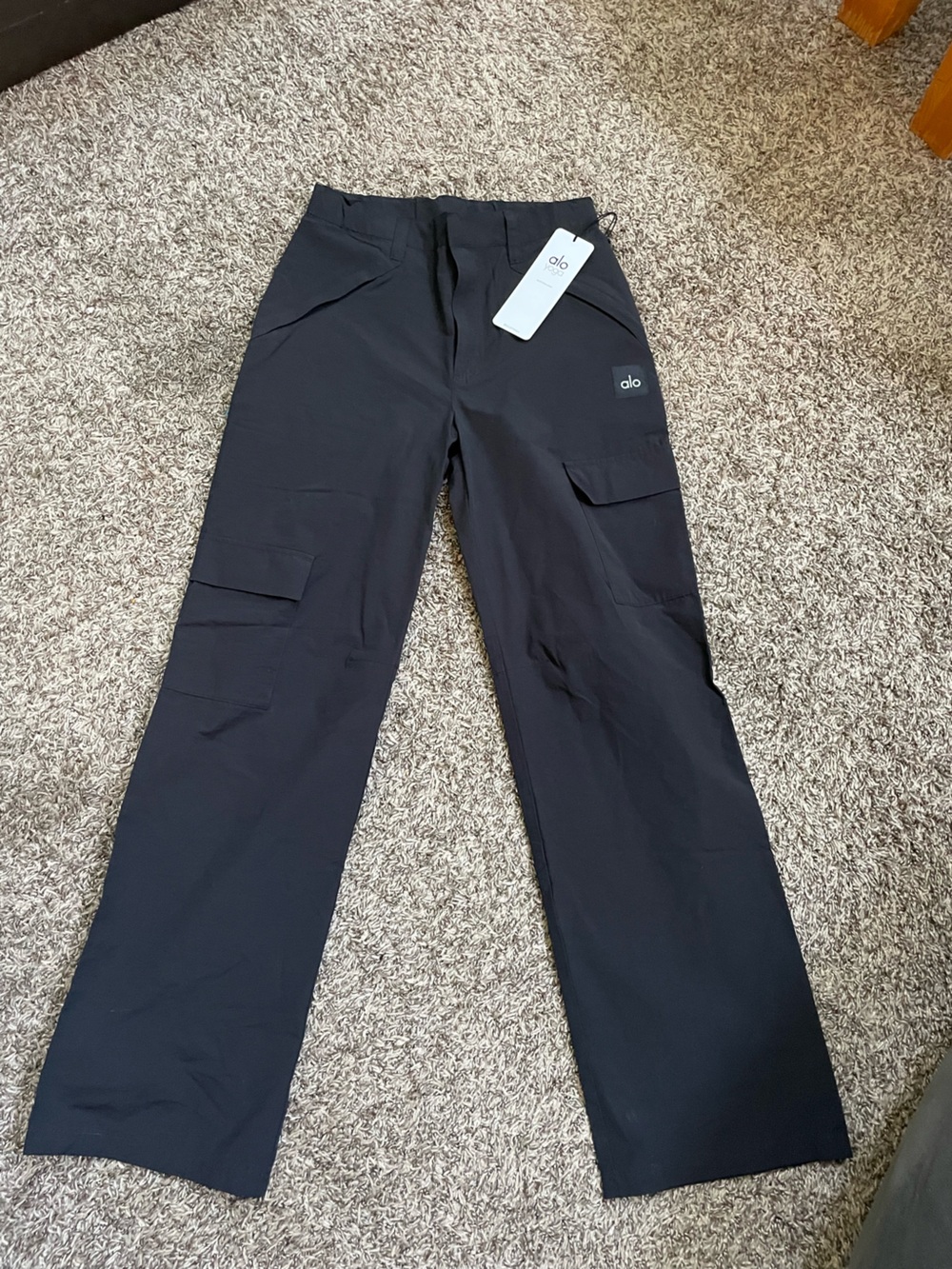 ALO Yoga Women’s Black Cargo Trousers with Utility Pockets